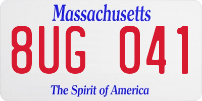 MA license plate 8UG041