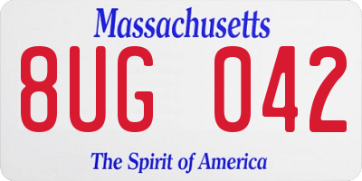MA license plate 8UG042