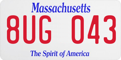 MA license plate 8UG043
