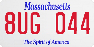MA license plate 8UG044