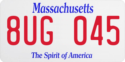 MA license plate 8UG045