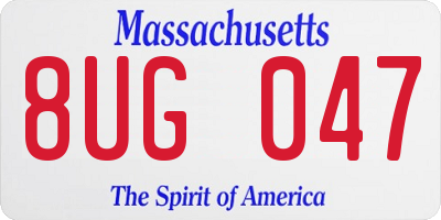MA license plate 8UG047