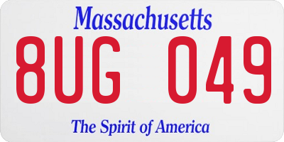 MA license plate 8UG049