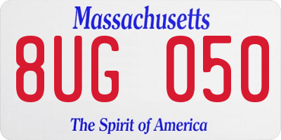 MA license plate 8UG050