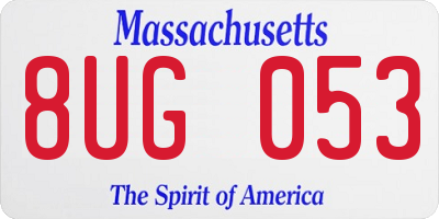 MA license plate 8UG053