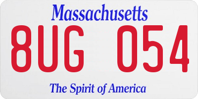 MA license plate 8UG054