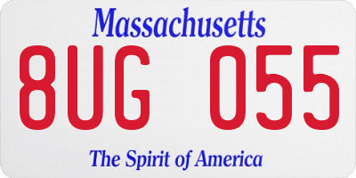 MA license plate 8UG055