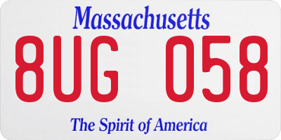MA license plate 8UG058