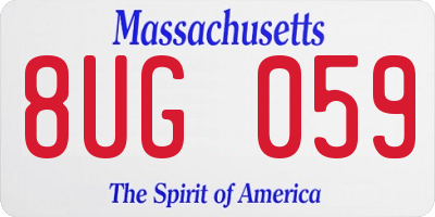 MA license plate 8UG059