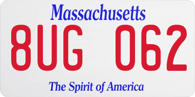 MA license plate 8UG062