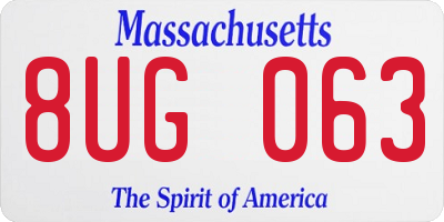 MA license plate 8UG063