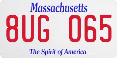 MA license plate 8UG065