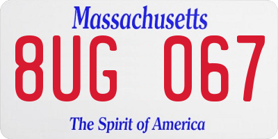 MA license plate 8UG067