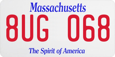 MA license plate 8UG068