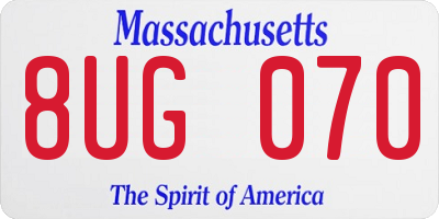 MA license plate 8UG070
