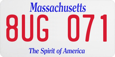 MA license plate 8UG071