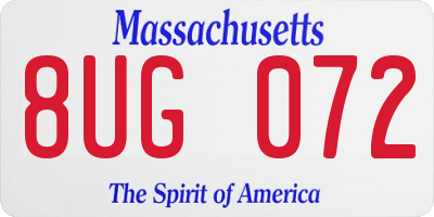 MA license plate 8UG072