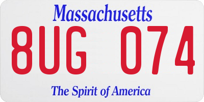 MA license plate 8UG074
