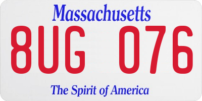 MA license plate 8UG076