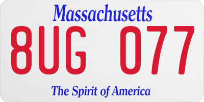 MA license plate 8UG077