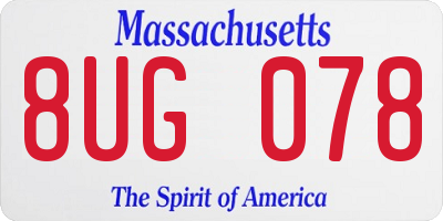 MA license plate 8UG078
