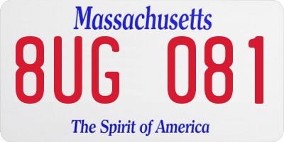 MA license plate 8UG081