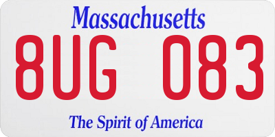 MA license plate 8UG083