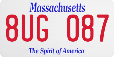 MA license plate 8UG087