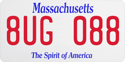 MA license plate 8UG088