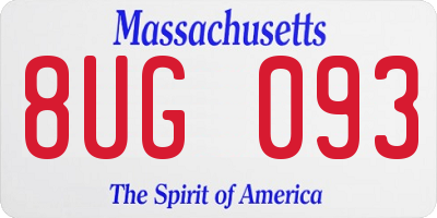 MA license plate 8UG093