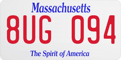 MA license plate 8UG094