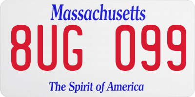 MA license plate 8UG099
