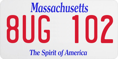 MA license plate 8UG102