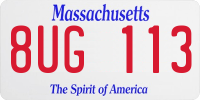 MA license plate 8UG113