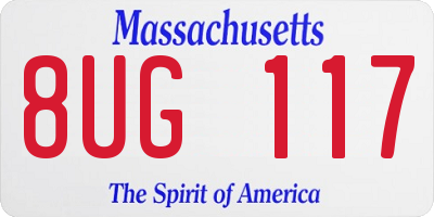 MA license plate 8UG117