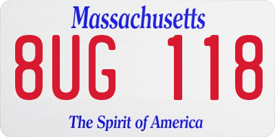 MA license plate 8UG118