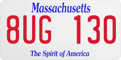 MA license plate 8UG130