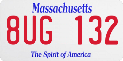 MA license plate 8UG132