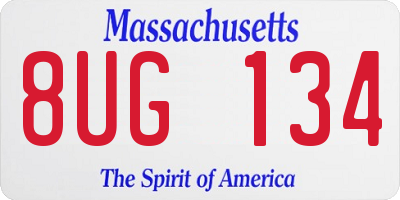 MA license plate 8UG134