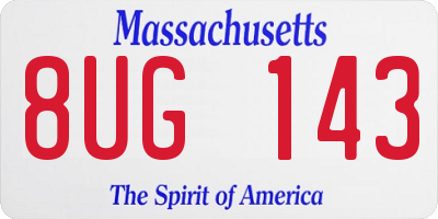 MA license plate 8UG143