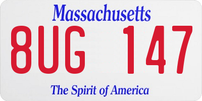 MA license plate 8UG147