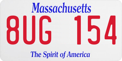 MA license plate 8UG154