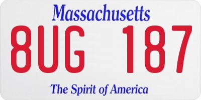 MA license plate 8UG187