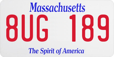 MA license plate 8UG189