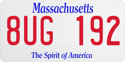 MA license plate 8UG192