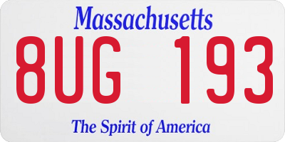 MA license plate 8UG193
