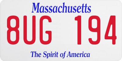 MA license plate 8UG194