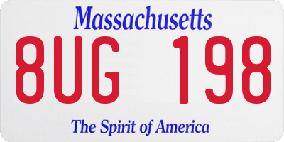MA license plate 8UG198