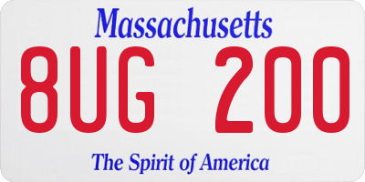 MA license plate 8UG200