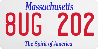 MA license plate 8UG202